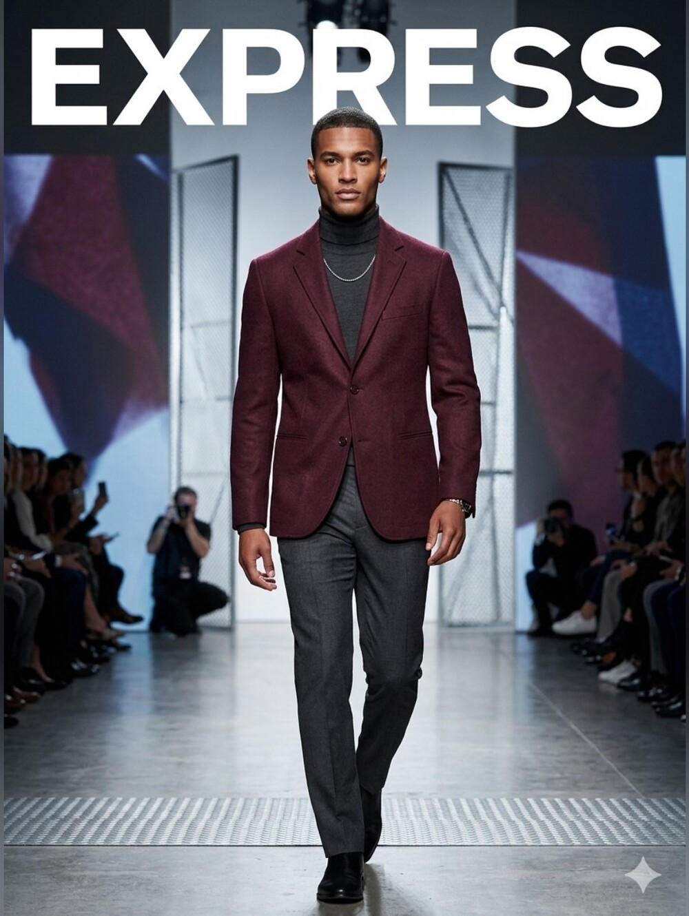 NWT Express Men’s Burgundy Wool-Blend Blazer